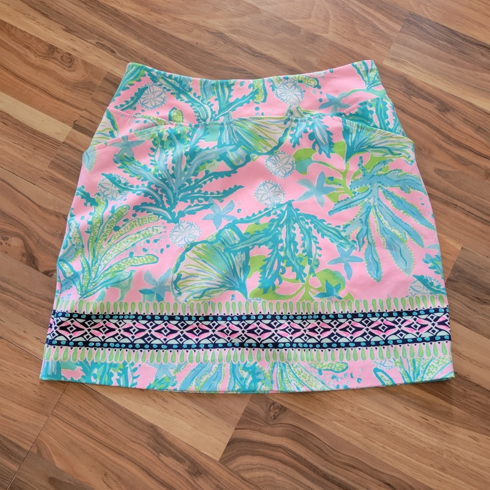 Lilly Pulitzer Pink and Green Tropical Mini Skirt